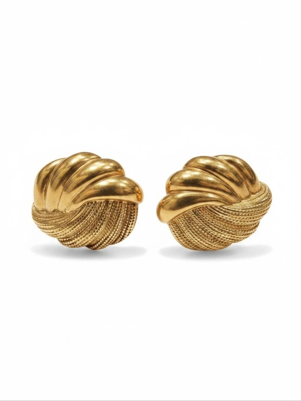 Napier Vintage Signed Twisted Gold Screw Back Earrings